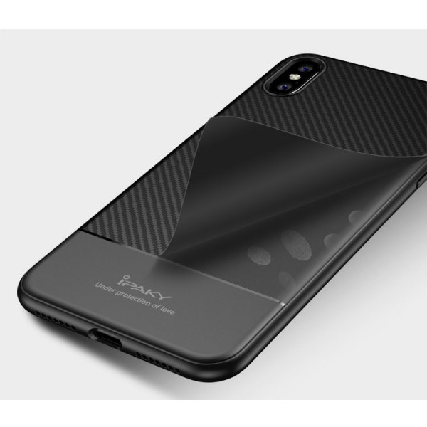 iPaky Carbon Fiber flexible cover TPU case for iPhone XS Max black