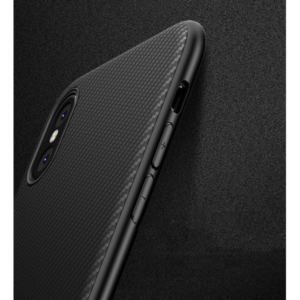 iPaky Carbon Fiber flexible cover TPU case for iPhone XS Max black