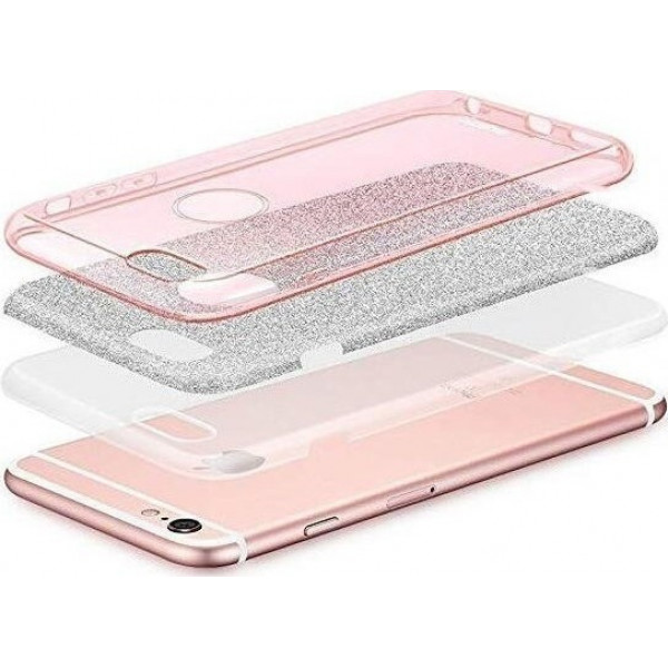 Back Cover Σιλικόνης με Glitter Για Huawei Y7 2019  Ασημί