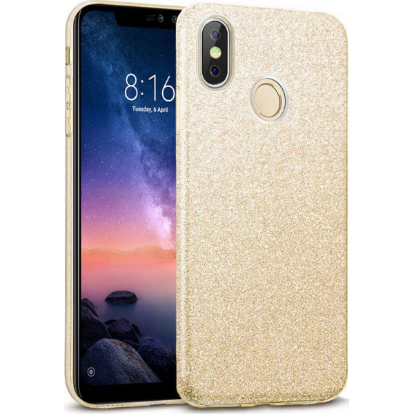 Back Cover Σιλικόνης με Glitter Για Xiaomi Redmi Note 7/7 Pro Gold