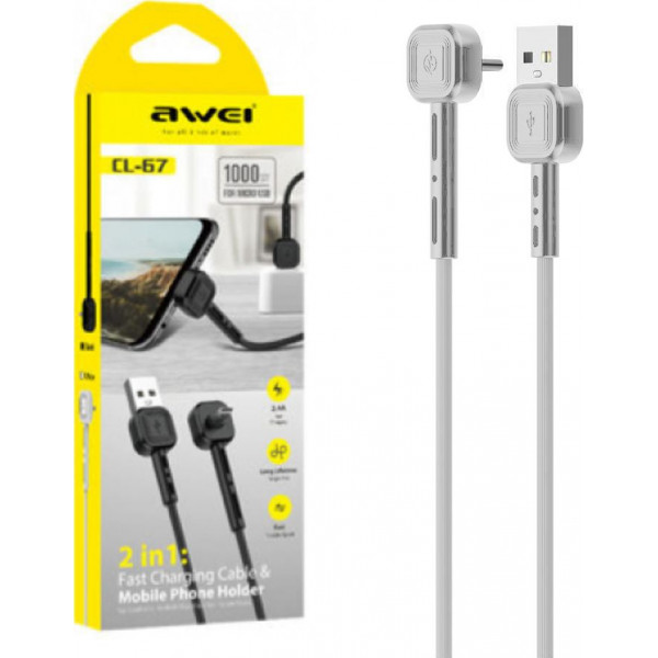 Awei Fast Charging Cable And Mobile Holder CL-67 White