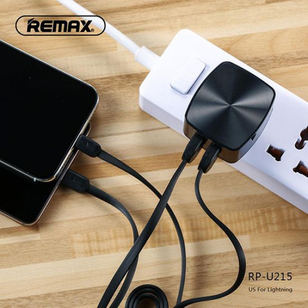 Φορτιστής Remax RP-U215 με 2 θύρες USB A για Lightning Black