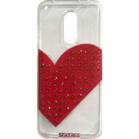 Xiaomi Redmi 5 Plus Silicone Back Cover Case Clear With Red Heart And Strass (oem)