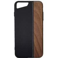 Θήκη Πλάτης Wood Leather για iPhone 7 plus/8 plus (5.5) - Χρώμα: Μαύρο