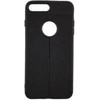Θήκη TPU Litchi με δερμάτινη όψη για iPhone 7/8  - Χρώμα: Μαύρο