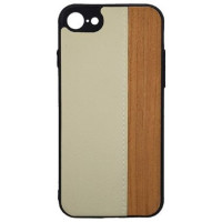 Θήκη πλάτης Wood Leather για iPhone 7/8 - Χρώμα: Λευκό