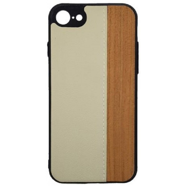 Θήκη πλάτης Wood Leather για iPhone 7/8 - Χρώμα: Λευκό
