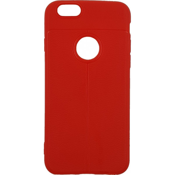 Θήκη TPU Litchi με Δερμάτινη Όψη για iPhone 6G/6S Κόκκινη