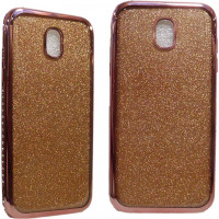 Back Cover Σιλικόνης με Glitter και περιμετρικά Strass Για Samsung Galaxy J7 2017 Χρυσό