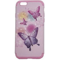 Θήκη Σιλικόνης Για Apple iPhone 6G/6S Με Σχέδιο Πεταλούδες Με Ροζ Φόντο