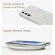 MAXIMUS Case Glitter Silicone Crystal Clear Cute Holographic Heart for Samsung S21 FE Transparent 