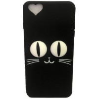 Θήκη Σιλικόνης Με Σχέδιο (Γάτα) Για Apple iPhone 6s Plus Μαύρη
