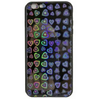 Θήκη Σιλικόνης Heart Glass Για iPhone 6 Plus Μαύρη