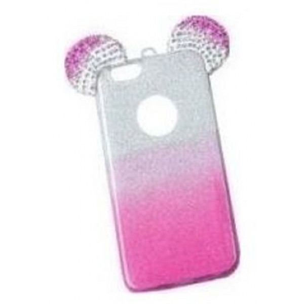 Θήκη Σιλικόνης Glitter Ears As Mickey Για iPhone 6/6s Plus Ροζ