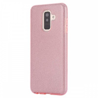 Back Cover Σιλικόνης Με Glitter Για Samsung Galaxy A6 Plus 2018 Ροζ
