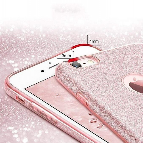 Back Cover Σιλικόνης με Glitter Για Huawei Y6 2019/Honor 8A Pink