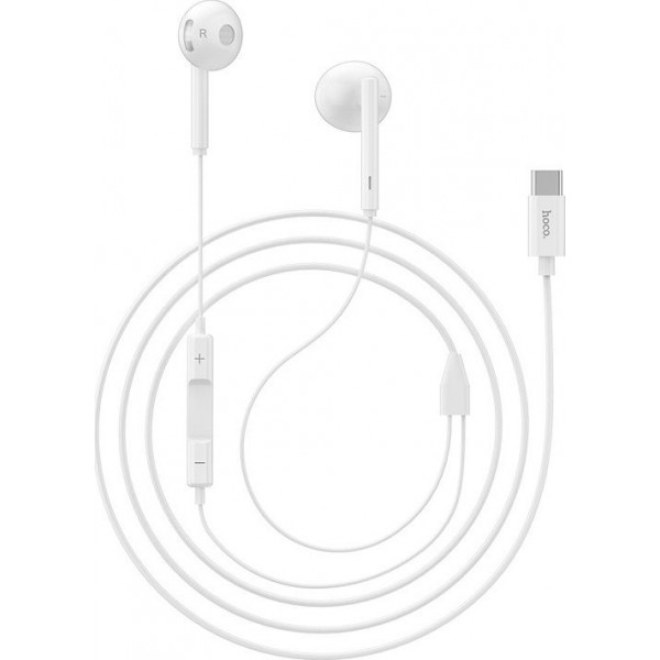 Hands Free Hoco L10 Earphones Stereo Type-C Λευκά με Μικρόφωνο και Πλήκτρο Λειτουργίας