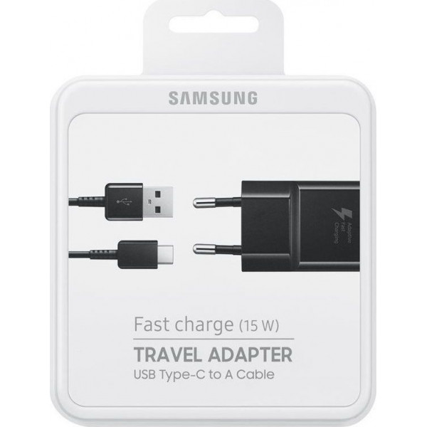 TRAVEL SAMSUNG EP-TA20EBEC USB 5V 2A/9V 1.67A + DATA EP-DW720CB TYPE C BLACK PACKING OR