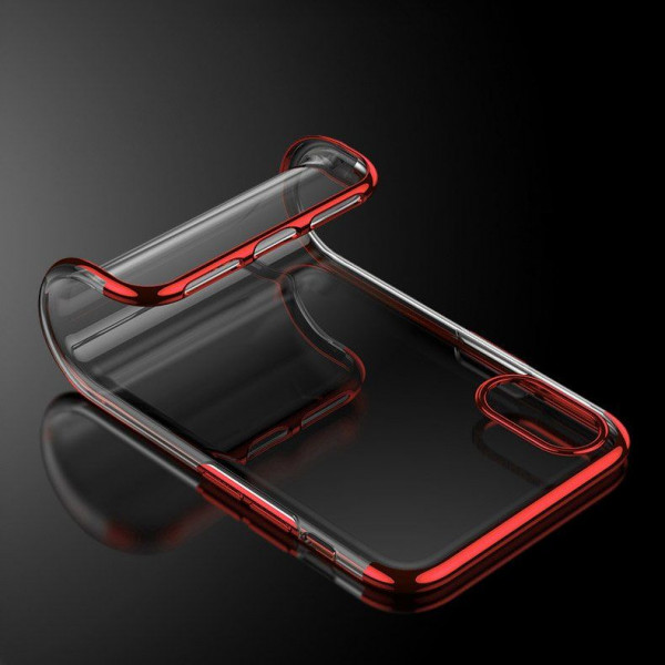 Clear Color Case Gel TPU Electroplating frame Cover for iPhone XS / iPhone X red
