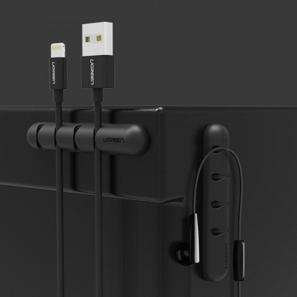 Ugreen 2x self-adhesive 4 cables organizer black (30762)