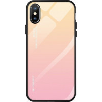 Gradient Glass Durable Cover with Tempered Glass Back iPhone XS / X pink