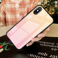 Gradient Glass Durable Cover with Tempered Glass Back iPhone XS / X pink