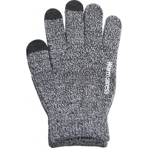 Universal Touchscreen Winter Gloves Striped Gloves with Anti-Slip Grip Light Grey ONE SIZE