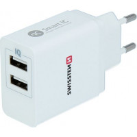 Smart IC Φορτιστής ταξιδιού 3.1A Swissten 22013307 - 2x USB - White