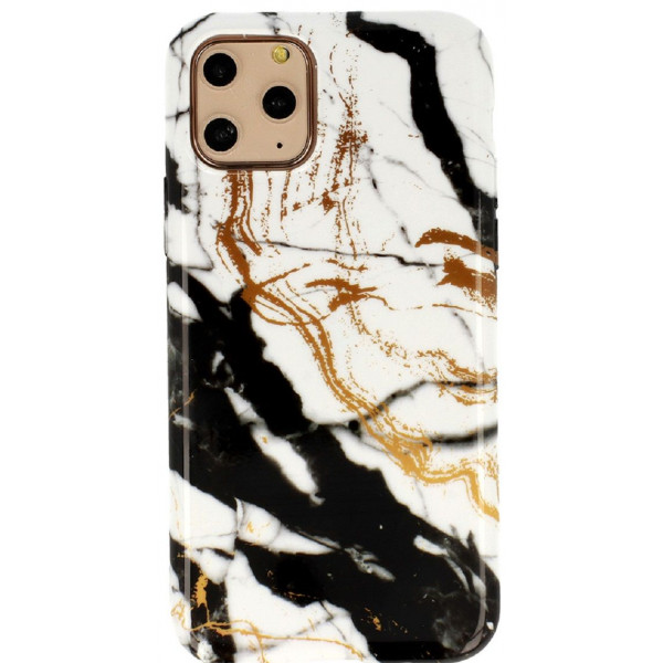 Θήκη Σιλικόνης Flexible TPU Για Apple iPhone 12/12 Pro- Black/Gold Marble