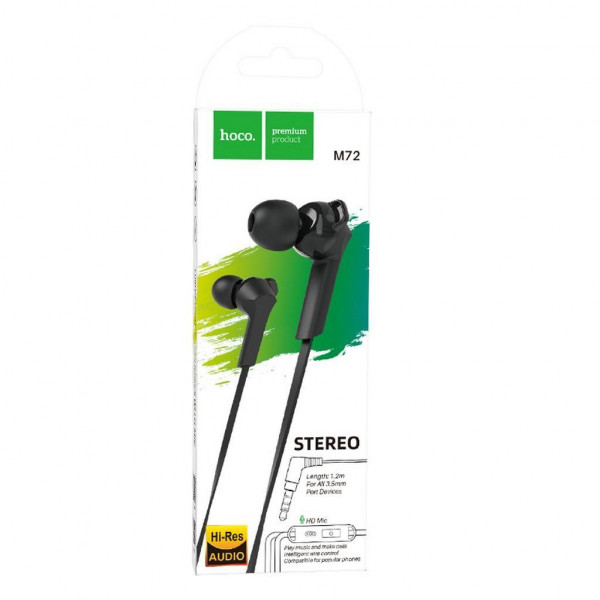 Hands Free Hoco M72 Admire Earphones Stereo 3.5mm με Μικρόφωνο και Πλήκτρο Λειτουργίας 1.2μ Μαύρο