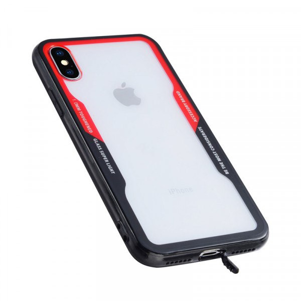 Θήκη Toughened Glass Super Light Cover Για Apple iPhone X/XS Max Κόκκινο-Μαύρο