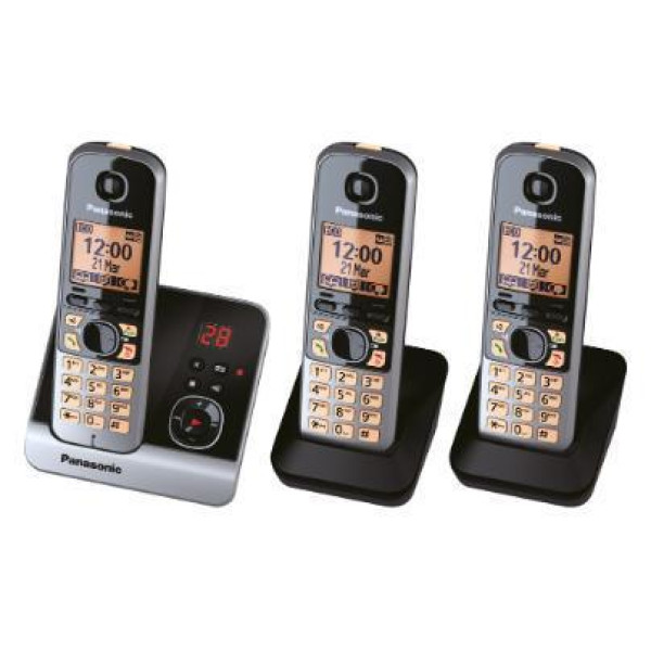 Panasonic KX-TG6723 Ασύρματο Τηλέφωνο (Τριπλό Σετ) Μαύρο