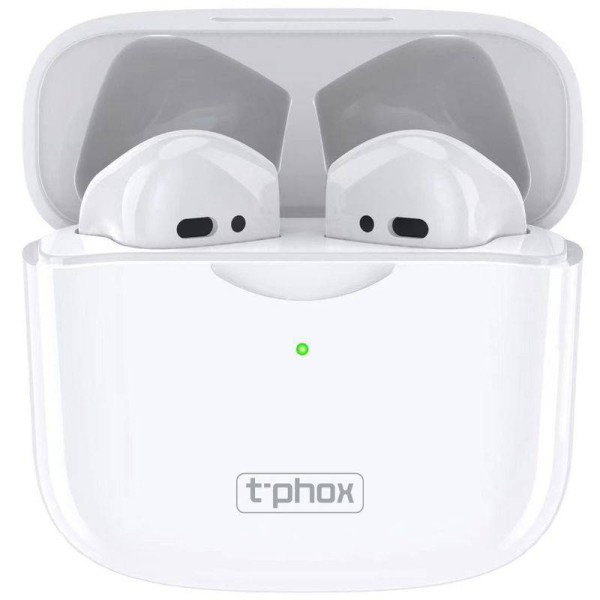 T-Phox TWS-10 Earbud Bluetooth Handsfree Ακουστικά με Θήκη Φόρτισης Λευκά