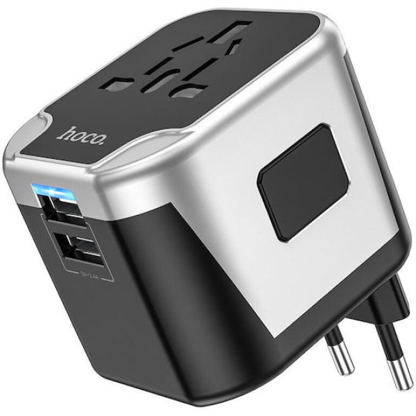 Αντάπτορας Hoco AC5 Φορτιστής τοίχου Hoco AC5 12W Dual USB Universal για ταξίδια με πολλαπλές πρίζες