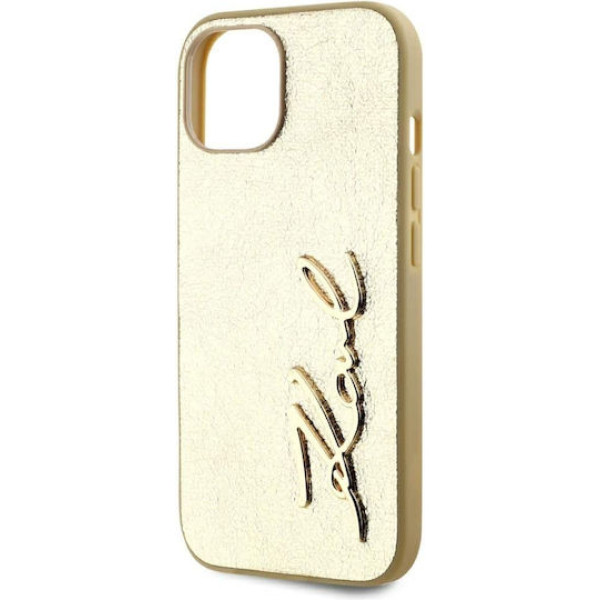 Θήκη Karl Lagerfeld Wrinkled PU Signature Logo για iPhone 15 Gold KLHCP15SPFMFBKMD Θήκη Karl Lagerfeld Wrinkled PU Signature Logo για iPhone 15 Gold KLHCP15SPFMFBKMD