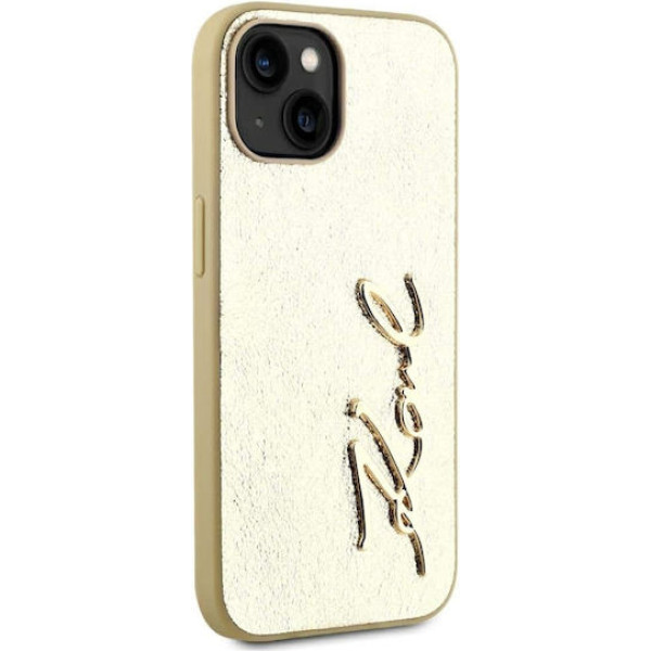 Θήκη Karl Lagerfeld Wrinkled PU Signature Logo για iPhone 15 Gold KLHCP15SPFMFBKMD Θήκη Karl Lagerfeld Wrinkled PU Signature Logo για iPhone 15 Gold KLHCP15SPFMFBKMD