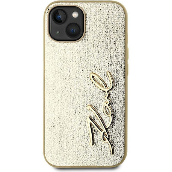 Θήκη Karl Lagerfeld Wrinkled PU Signature Logo για iPhone 15 Gold KLHCP15SPFMFBKMD Θήκη Karl Lagerfeld Wrinkled PU Signature Logo για iPhone 15 Gold KLHCP15SPFMFBKMD