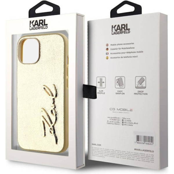 Θήκη Karl Lagerfeld Wrinkled PU Signature Logo για iPhone 15 Gold KLHCP15SPFMFBKMD Θήκη Karl Lagerfeld Wrinkled PU Signature Logo για iPhone 15 Gold KLHCP15SPFMFBKMD