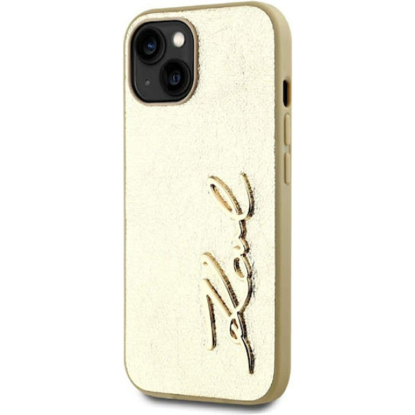 Θήκη Karl Lagerfeld Wrinkled PU Signature Logo για iPhone 15 Gold KLHCP15SPFMFBKMD Θήκη Karl Lagerfeld Wrinkled PU Signature Logo για iPhone 15 Gold KLHCP15SPFMFBKMD