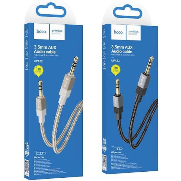 HOCO UPA32 καλώδιο AUX Jack 3.5mm σε Jack 3.5mm, 1μ, μαύρο
